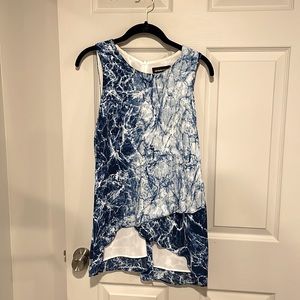 Fifteen Twenty Blue Marble Print Asymmetrical Tank Top Size S